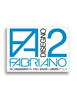 Album da Disegno Fabriano 2 - 24x33 cm - Liscio Riquadrato a Punti Metallici - 110 g - 04204205 (Bianco Conf. 10)