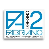 Album da Disegno Fabriano 2 - 24x33 cm - Liscio Riquadrato a Punti Metallici - 110 g - 04204205 (Bianco Conf. 10)