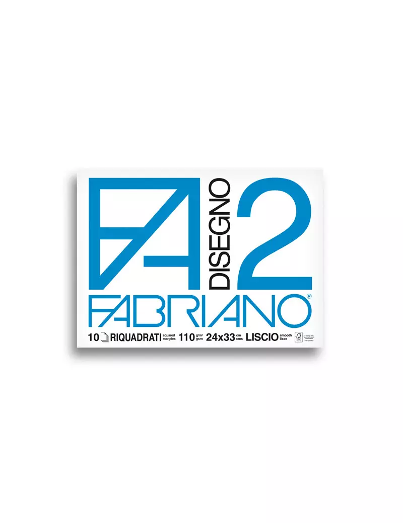 Album da Disegno Fabriano 2 - 24x33 cm - Liscio Riquadrato a Punti Metallici - 110 g - 04204205 (Bianco Conf. 10)