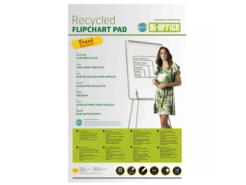 Blocco per Lavagna Earth-It Bi-Office - 65x98 cm - 20 Fogli - FL0325003 (Bianco)