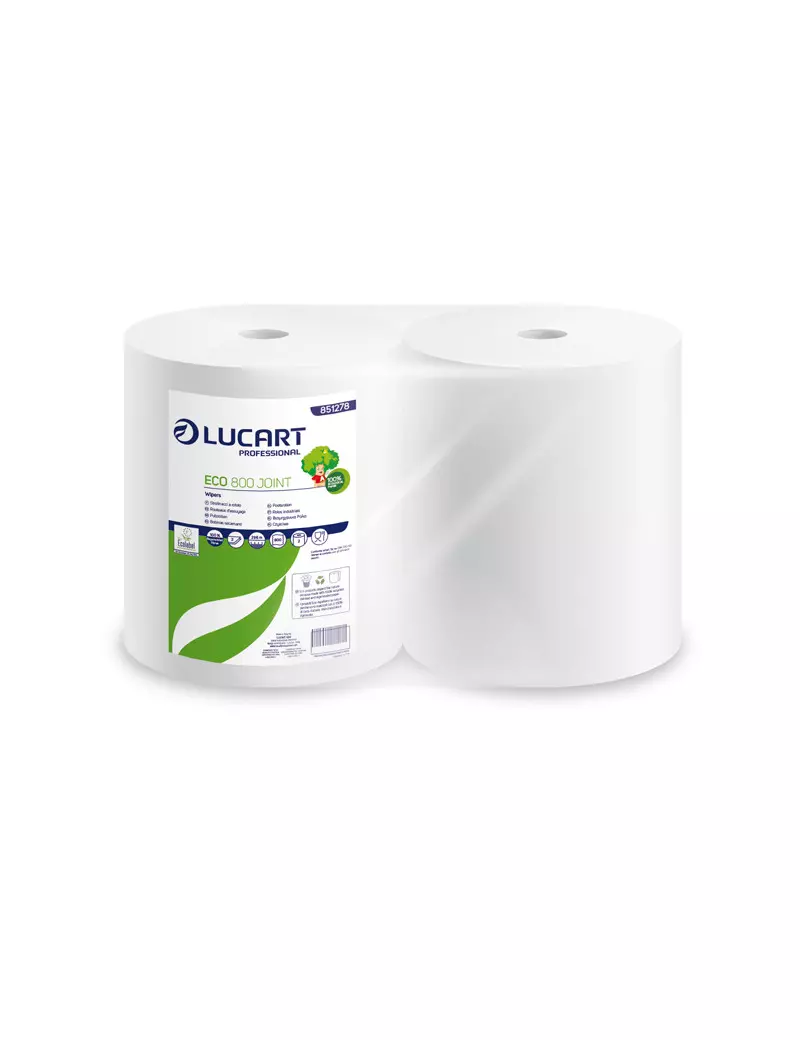 Bobina Asciugatutto Eco Joint Lucart - 2 Veli - 800 Strappi - 851278 (Conf. 2) Bobina Asciugatutto Eco Joint Lucart - 2 Veli - 800 Strappi - 851278 (Conf. 2)