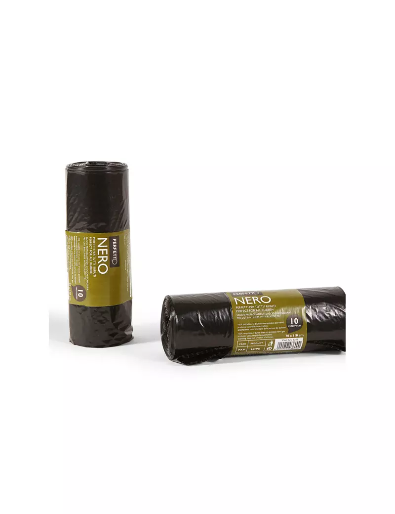 Sacco Immondizia Perfetto - 70x110 cm - 110 Litri - 0360 (Nero Conf. 10) Sacco Immondizia Perfetto - 70x110 cm - 110 Litri - 0360 (Nero Conf. 10)