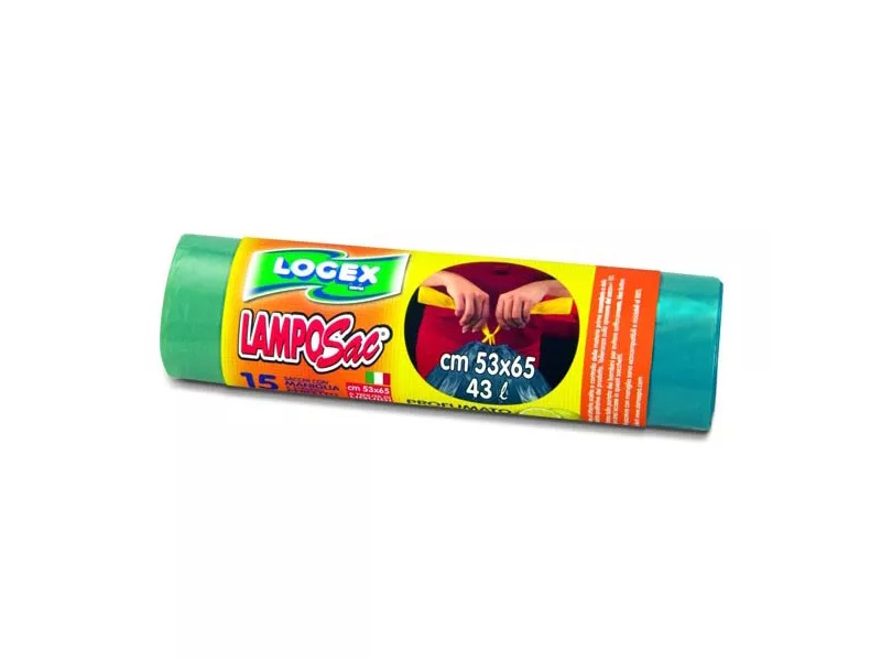 Sacco Immondizia con Maniglie Logex - 53x65 cm - 43 Litri - C4LX-0632B (Blu Conf. 15)
