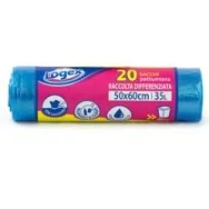Sacco Immondizia Logex - 50x60 cm - 35 Litri - C5LX-3550 (Azzzurro Trasparente Conf. 20)