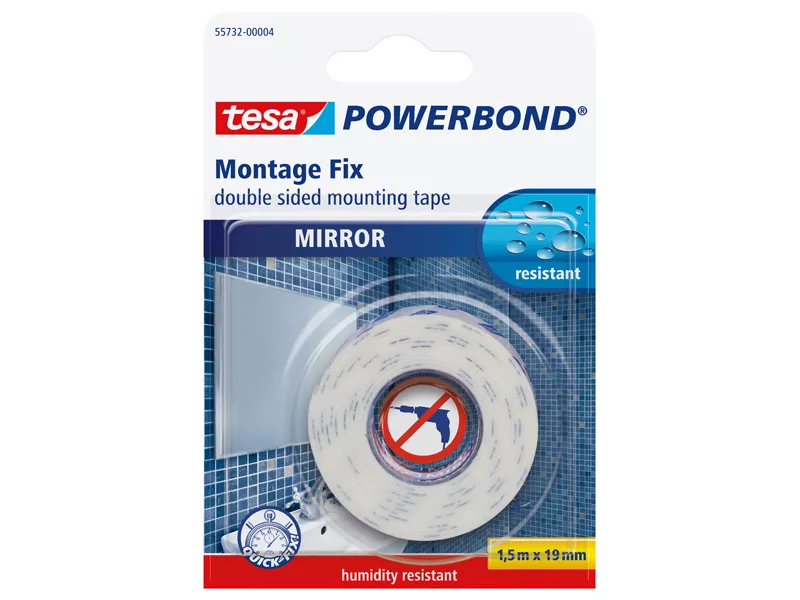 Nastro Biadesivo Mirror Powerbond Tesa - 19 mm x 1,5 m - 55732-00002-02 (Bianco)