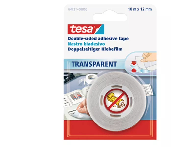 Nastro Biadesivo Tesa - 12 mm x 10 m - 64621-00000-04 (Trasparente)