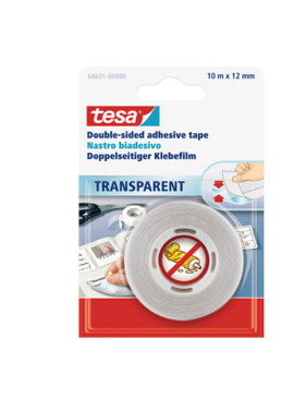 Nastro Biadesivo Tesa - 12 mm x 10 m - 64621-00000-04 (Trasparente)