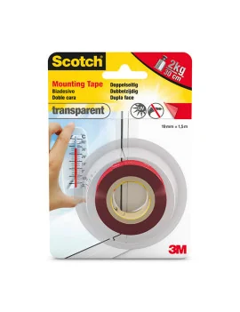 Nastro Biadesivo Extra Forte Scotch - 19 mm x 1,5 m - 7100135803 (Trasparente)