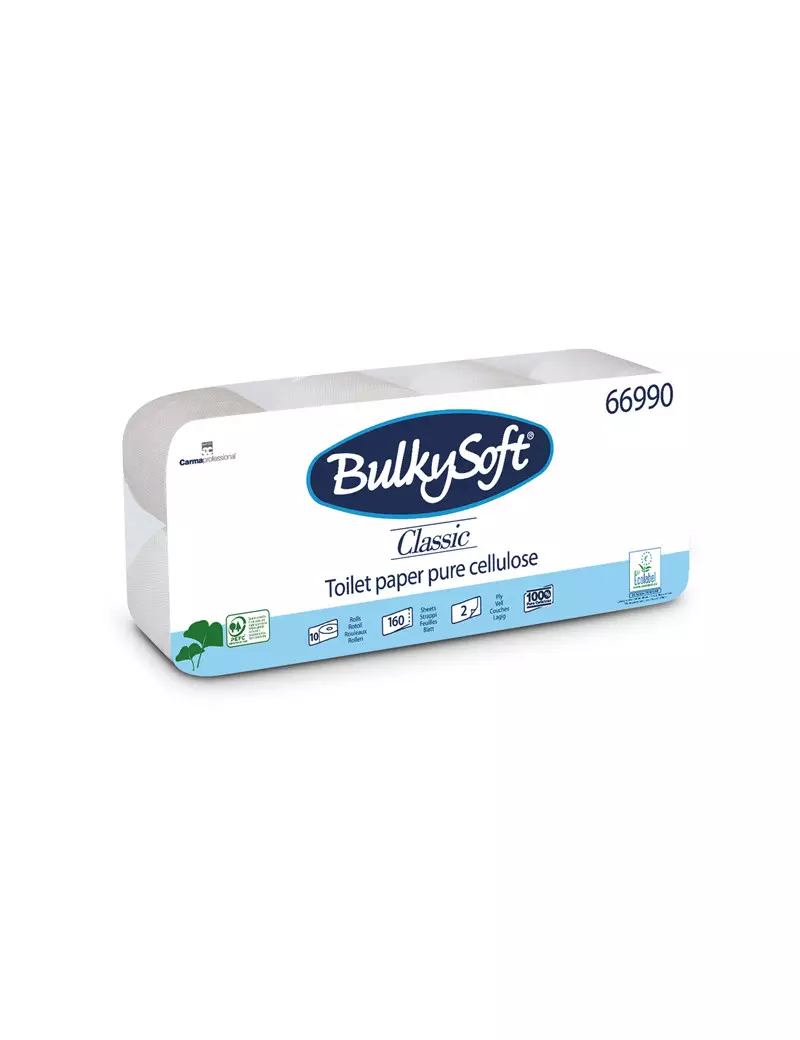 Carta Igienica Bulky Soft - 2 Veli - 160 Strappi - 66990 (Bianco Conf. 10)