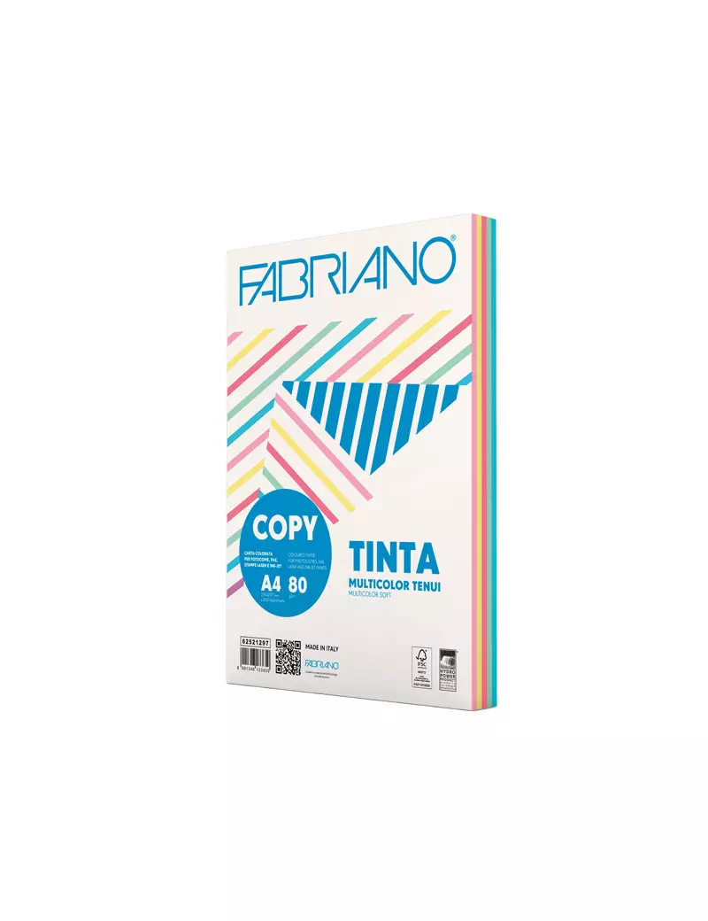 Carta Colorata Copy Tinta Fabriano - A4 - 80 g - 62521297 (Assortiti Tenui Conf. 250)