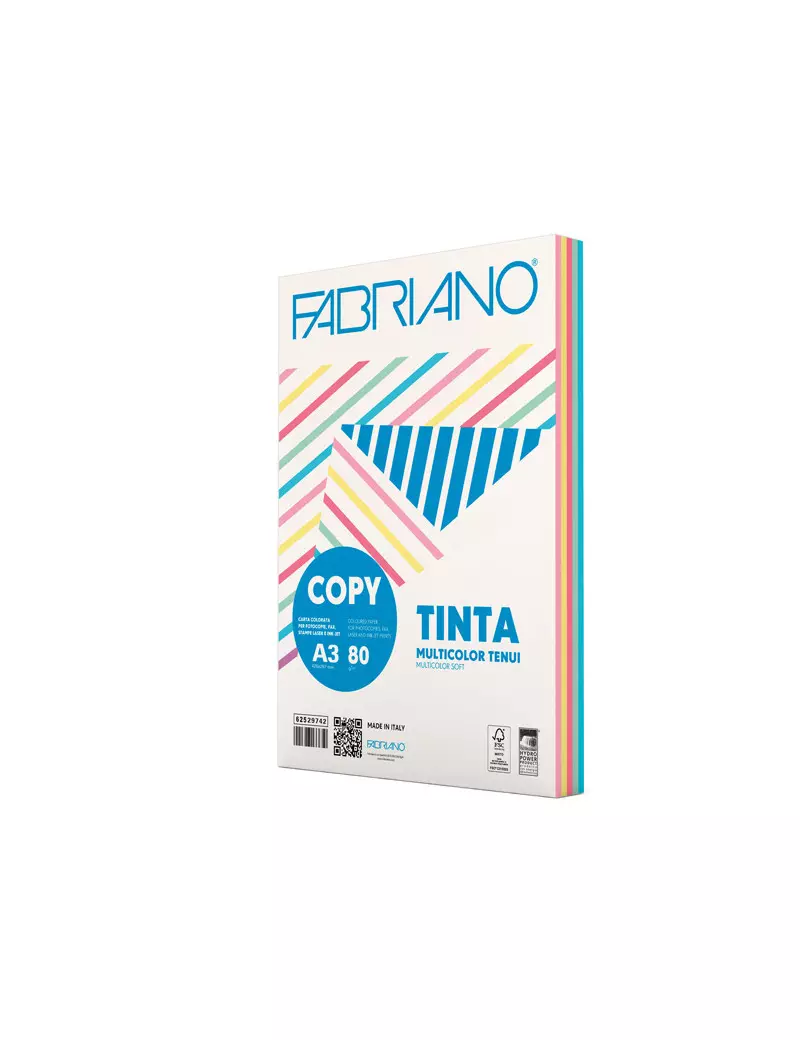 Carta Colorata Copy Tinta Fabriano - A3 - 80 g - 62529742 (Assortiti Tenui Conf. 250)