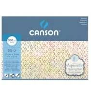 Blocco Acquarell Canson - 23x31 cm - 300 g - 20 Fogli - Grana Ruvida - 400106442 (Bianco Caldo)