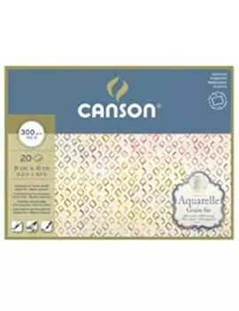 Blocco Acquarell Canson - 23x31 cm - 300 g - 20 Fogli - Grana Fine - 400106440 (Bianco Caldo)