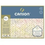 Blocco Acquarell Canson - 23x31 cm - 300 g - 20 Fogli - Grana Fine - 400106440 (Bianco Caldo)