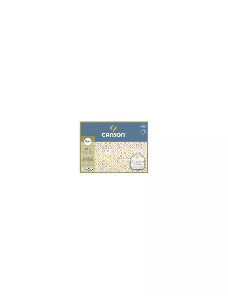 Blocco Acquarell Canson - 23x31 cm - 300 g - 20 Fogli - Grana Fine - 400106440 (Bianco Caldo) Blocco Acquarell Canson - 23x31 cm - 300 g - 20 Fogli - Grana Fine - 400106440 (Bianco Caldo)