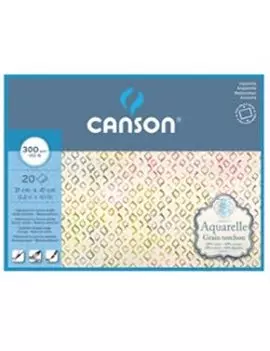 Blocco Acquarell Canson - 31x41 cm - 300 g - 20 Fogli - Grana Ruvida - 400106444 (Bianco Caldo)