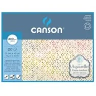 Blocco Acquarell Canson - 31x41 cm - 300 g - 20 Fogli - Grana Ruvida - 400106444 (Bianco Caldo)