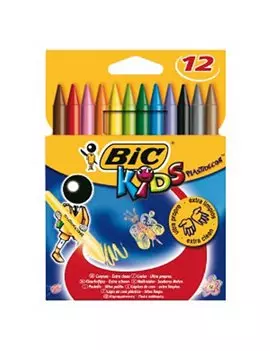 Pastelli a Cera Plastidecor Kids Bic - 8 mm - 945764 (Assortiti Conf. 12)