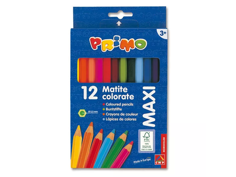 Matite Colorate Maxi Primo Morocolor - 5,5 mm - 510MAXI12E (Assortiti Conf. 12)