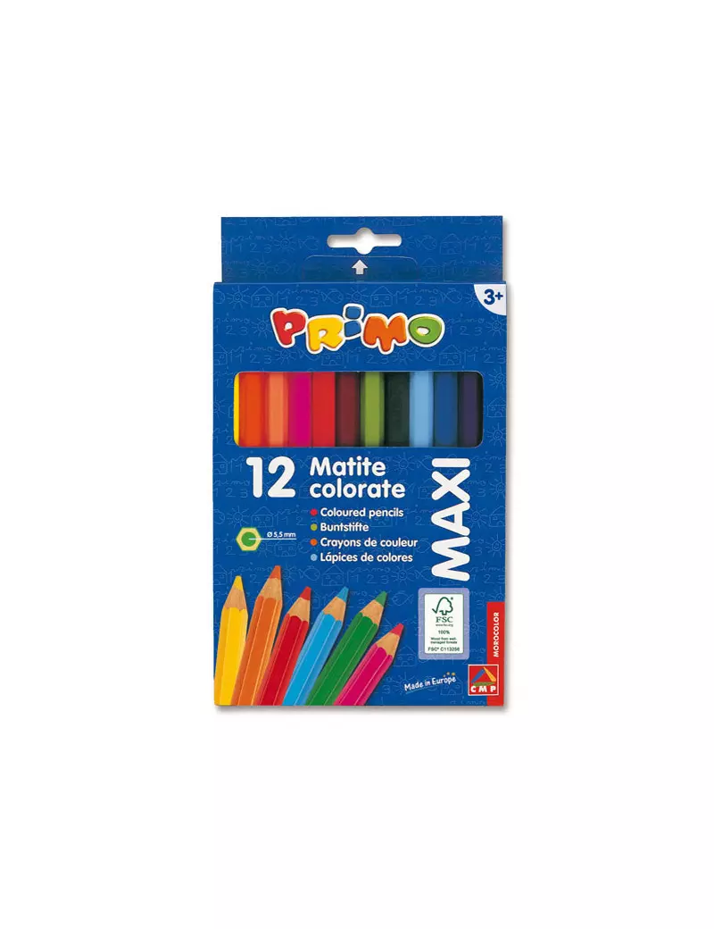 Matite Colorate Maxi Primo Morocolor - 5,5 mm - 510MAXI12E (Assortiti Conf. 12)