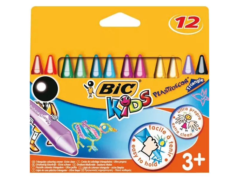 Pastelli a Cera Plastidecor Triangle Kids Bic - 945764 (Assortiti Conf. 12) Pastelli a Cera Plastidecor Triangle Kids Bic - 945764 (Assortiti Conf. 12)