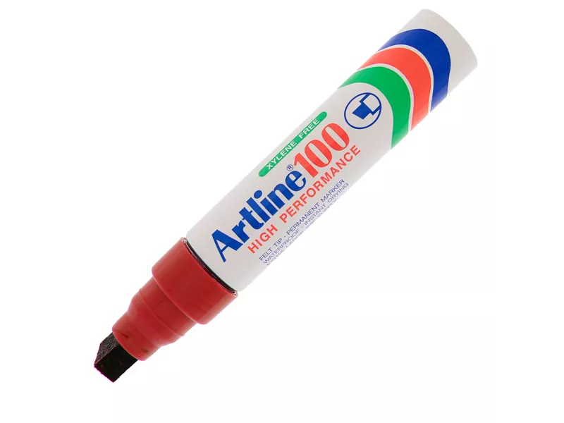 Marcatore Permanente A100 Artline - Punta Scalpello - 7,5-12 mm - A100R (Rosso)