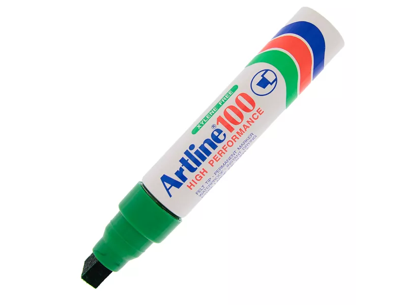 Marcatore Permanente A100 Artline - Punta Scalpello - 7,5-12 mm - A100V (Verde)