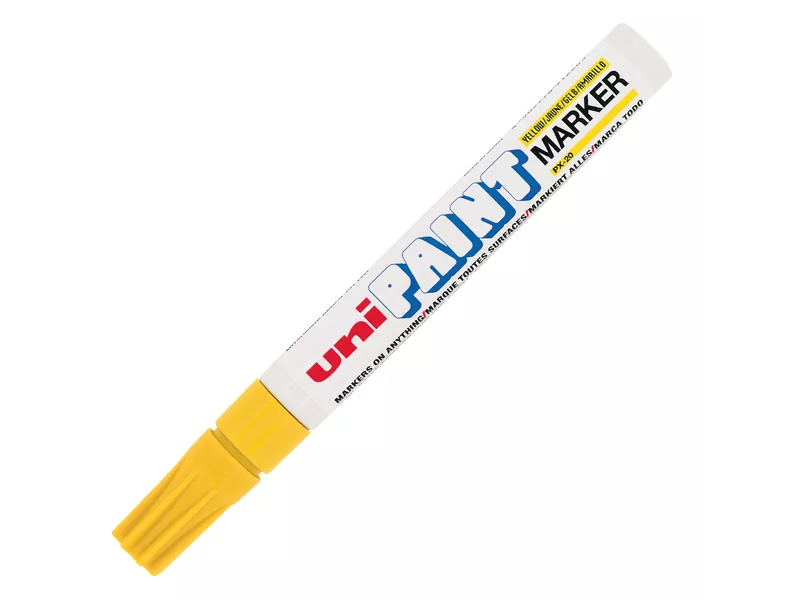 Marcatore Permanente a Vernice Paintmarker Uni-Ball - Punta Tonda - 2,2-2,8 mm - M-PX20-G (Giallo)