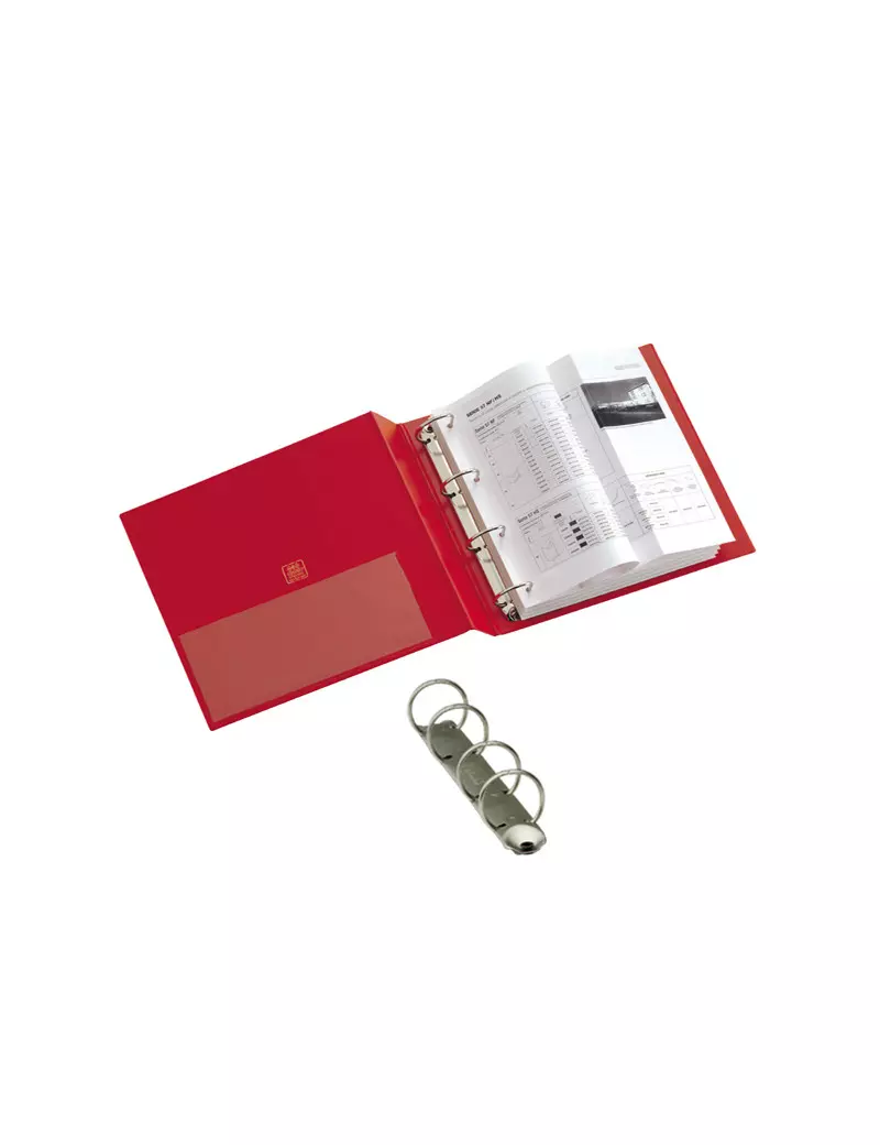 Raccoglitore Stelvio Sei Rota - A4 - 4 Anelli Tondi Ø30 mm - Dorso 3,5 cm - 36304412 (Rosso)