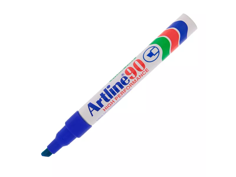 Marcatore Permanente A90 Artline - Punta Scalpello - 2-5 mm - A90B (Blu)