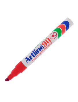 Marcatore Permanente A90 Artline - Punta Scalpello - 2-5 mm - A90R (Rosso)