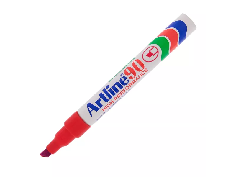 Marcatore Permanente A90 Artline - Punta Scalpello - 2-5 mm - A90R (Rosso)