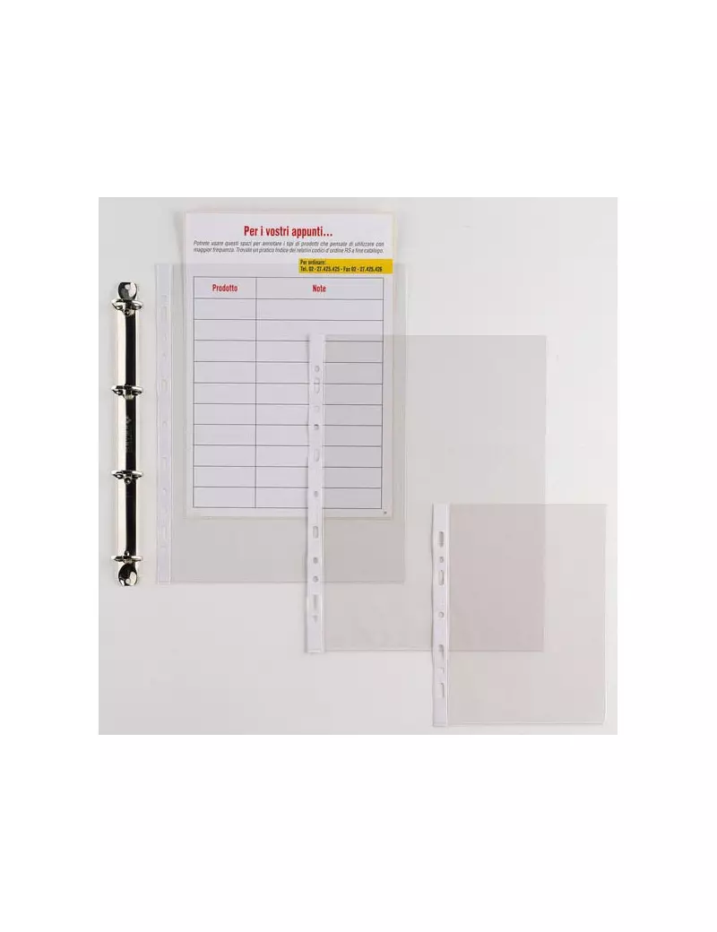 Busta a Perforazione Universale Ercole Sei Rota - 21x29,7 cm - Liscia - 502129 (Trasparente Conf. 25)