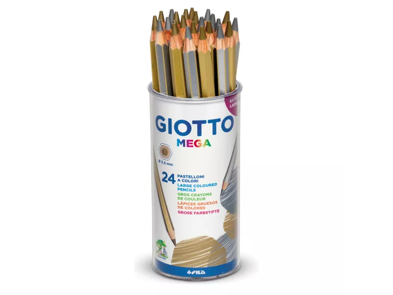 Pastelli Mega Giotto Fila - 5,5 mm - 518000 (Oro e Argento Conf. 24) Pastelli Mega Giotto Fila - 5,5 mm - 518000 (Oro e Argento Conf. 24)