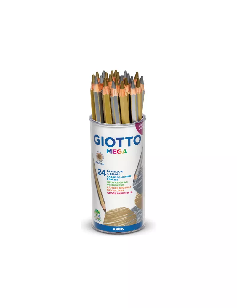 Pastelli Mega Giotto Fila - 5,5 mm - 518000 (Oro e Argento Conf. 24) Pastelli Mega Giotto Fila - 5,5 mm - 518000 (Oro e Argento Conf. 24)