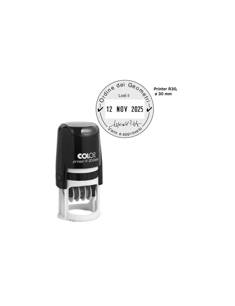 Timbro Datario Autoinchiostrante Printer R30 Colop - Ø30 mm - Rotondo - PRINTER.R30.DAT Timbro Datario Autoinchiostrante Printer R30 Colop - Ø30 mm - Rotondo - PRINTER.R30.DAT