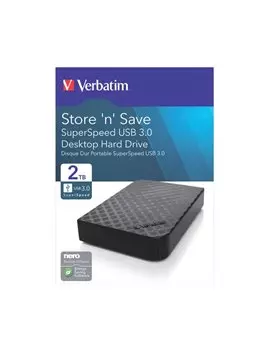 Hard Disk Portatile Esterno Store 'n' Go Verbatim - 3,5 Pollici - USB 3.0 - 2TB - 47683 (Nero)