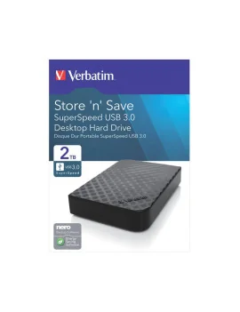 Hard Disk Portatile Esterno Store 'n' Go Verbatim - 3,5 Pollici - USB 3.0 - 2TB - 47683 (Nero)