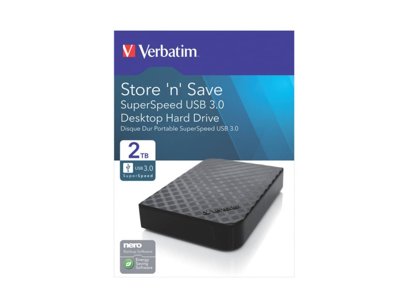 Hard Disk Portatile Esterno Store 'n' Go Verbatim - 3,5 Pollici - USB 3.0 - 2TB - 47683 (Nero) Hard Disk Portatile Esterno Store 'n' Go Verbatim - 3,5 Pollici - USB 3.0 - 2TB - 47683 (Nero)