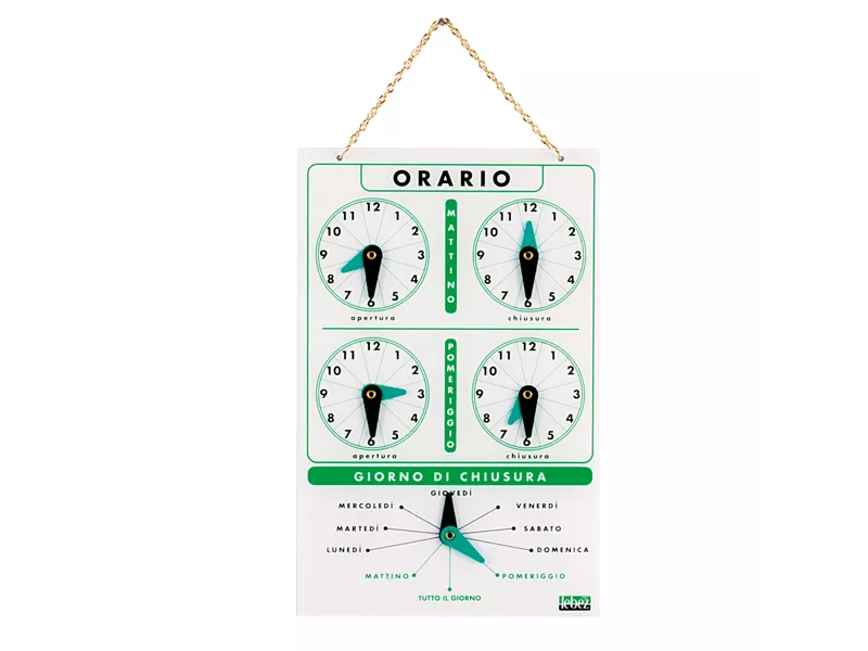 Cartello Orario con Catenella Lebez - 4506 (Bianco)