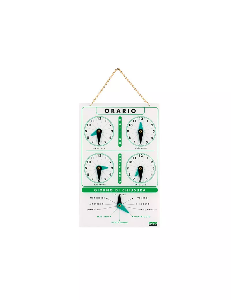 Cartello Orario con Catenella Lebez - 4506 (Bianco) Cartello Orario con Catenella Lebez - 4506 (Bianco)