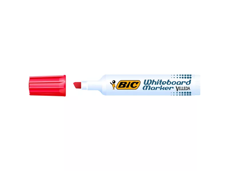 Marcatore per Lavagne Velleda 1791 Bic - Punta Scalpello - 3,3-4,6 mm - 9431981 (Rosso Conf. 12)