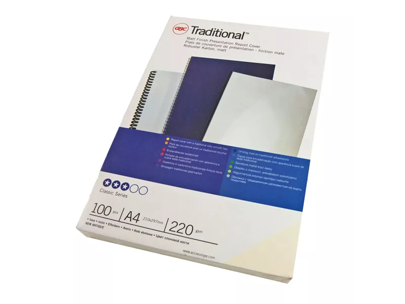 Copertine in Cartoncino per Rilegatura GBC - A4 Liscia - CE080070 (Bianco Conf. 100)