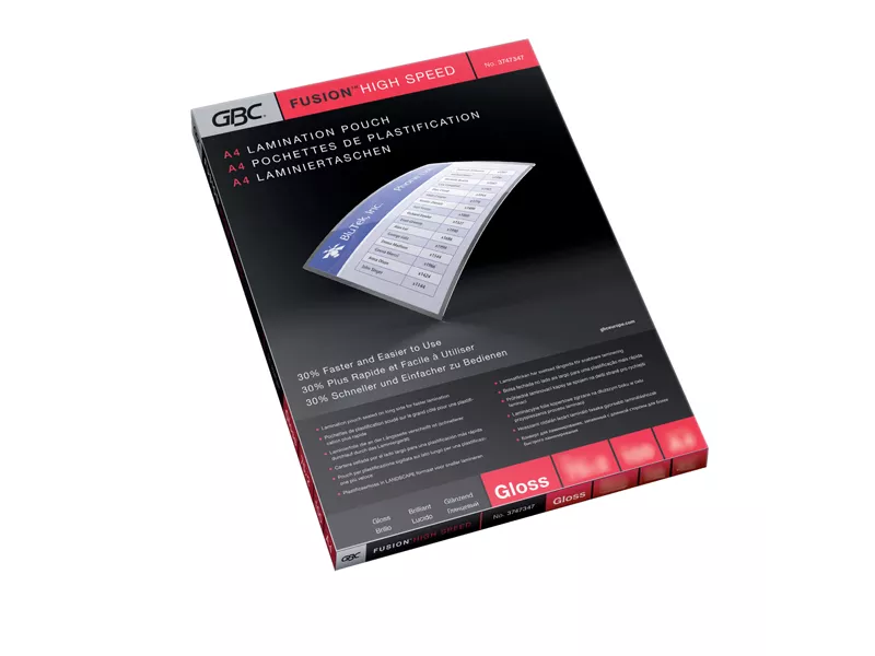 Pouches per Plastificatrici High-Speed GBC - A4 Lucida - 125 micron - 3747348 (Trasparente Conf. 100) Pouches per Plastificatrici High-Speed GBC - A4 Lucida - 125 micron - 3747348 (Trasparente Conf. 100)