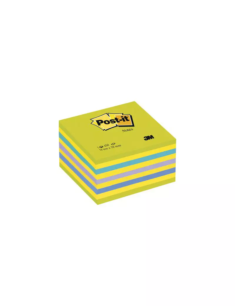 Cubo Post-it 3M - 76x76 mm (2 Verde Ultra, 4 Giallo Neon, Blu Ultra, Viola Neon, Blu)