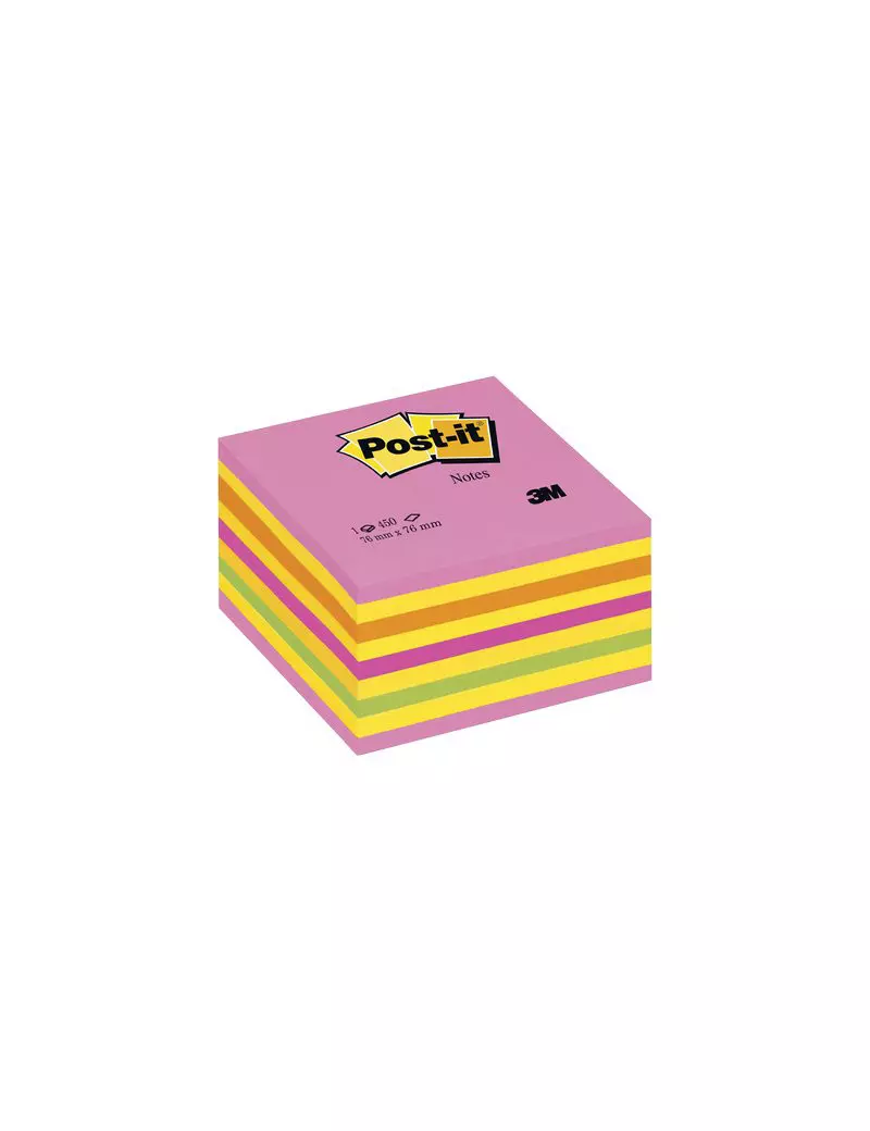 Cubo Post-it 3M - 76x76 mm (Rosa Neon, Giallo Neon, Arancio Neon, Rosa Ultra, Verde Neon)