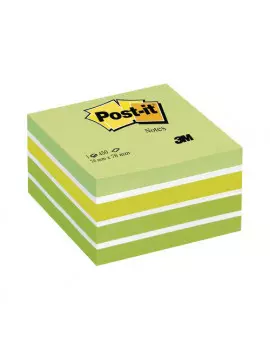 Cubo Post-it 3M - 76x76 mm (Verde Pastello, Verde Neon, 2 Verde Ultra, 3 Bianco)