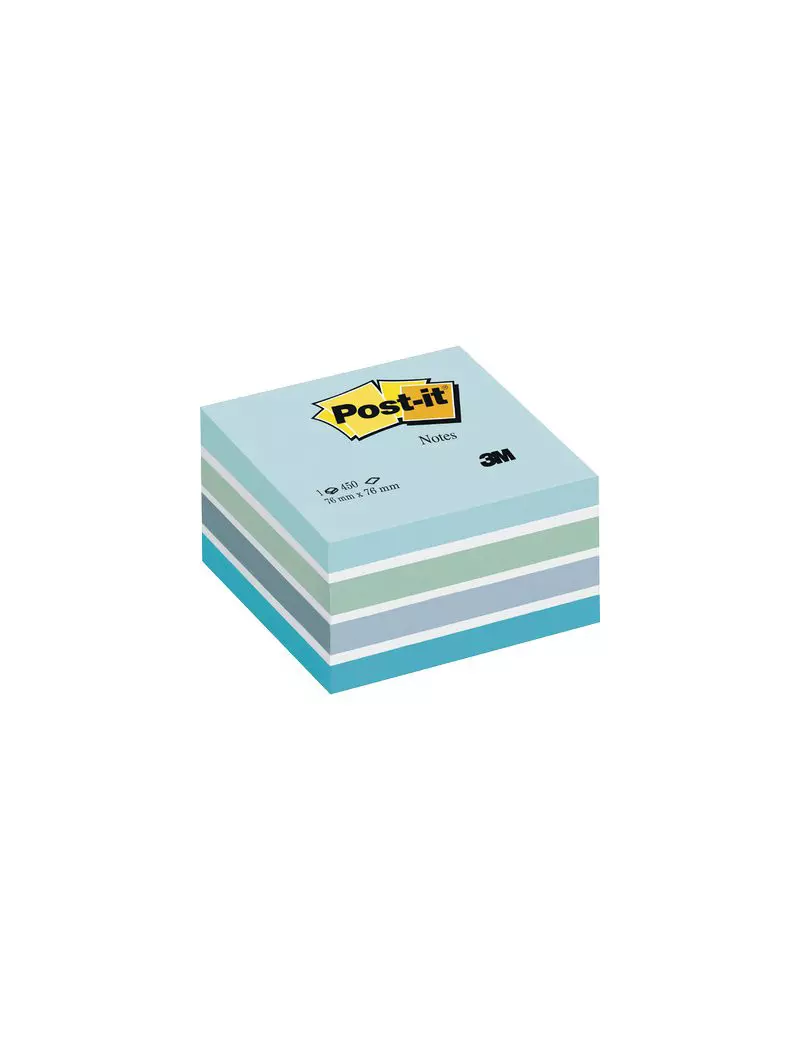 Cubo Post-it 3M - 76x76 mm (Azzurro Pastello, Blu Smeraldo, Blu Cielo, Blu Ultra, Bianco)