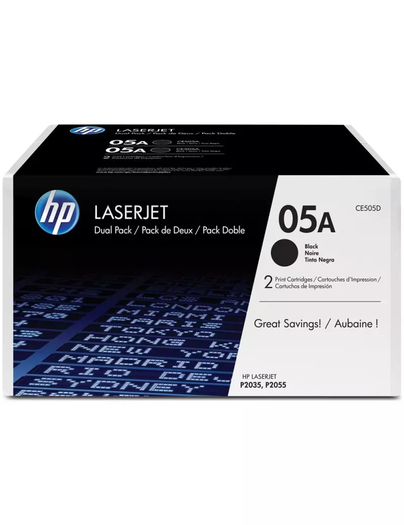 Toner Originale HP CE505D 05A (Nero 2300 pagine Conf. 2) Toner Originale HP CE505D 05A (Nero 2300 pagine Conf. 2)