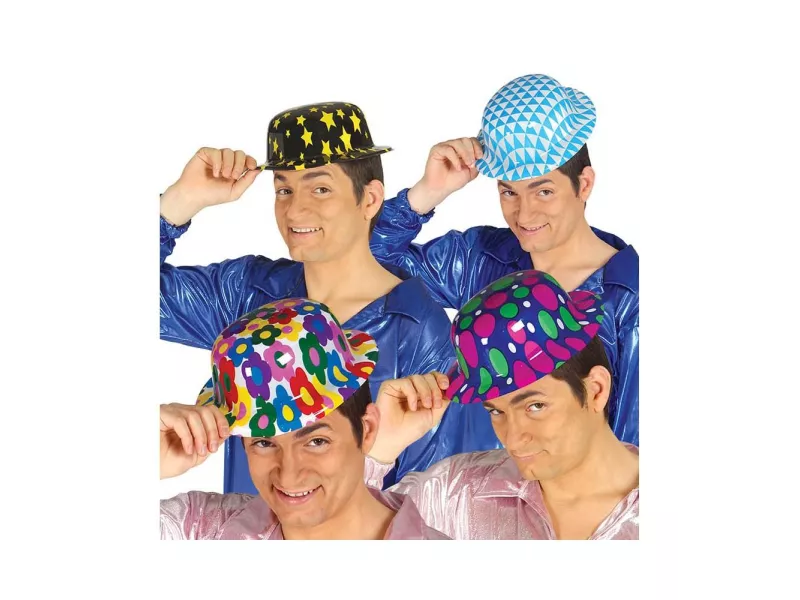 Cappello a Bombetta in Plastica (Assortiti Fantasia) Cappello a Bombetta in Plastica (Assortiti Fantasia)
